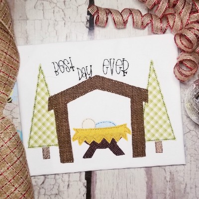 nativity scene machine applique design